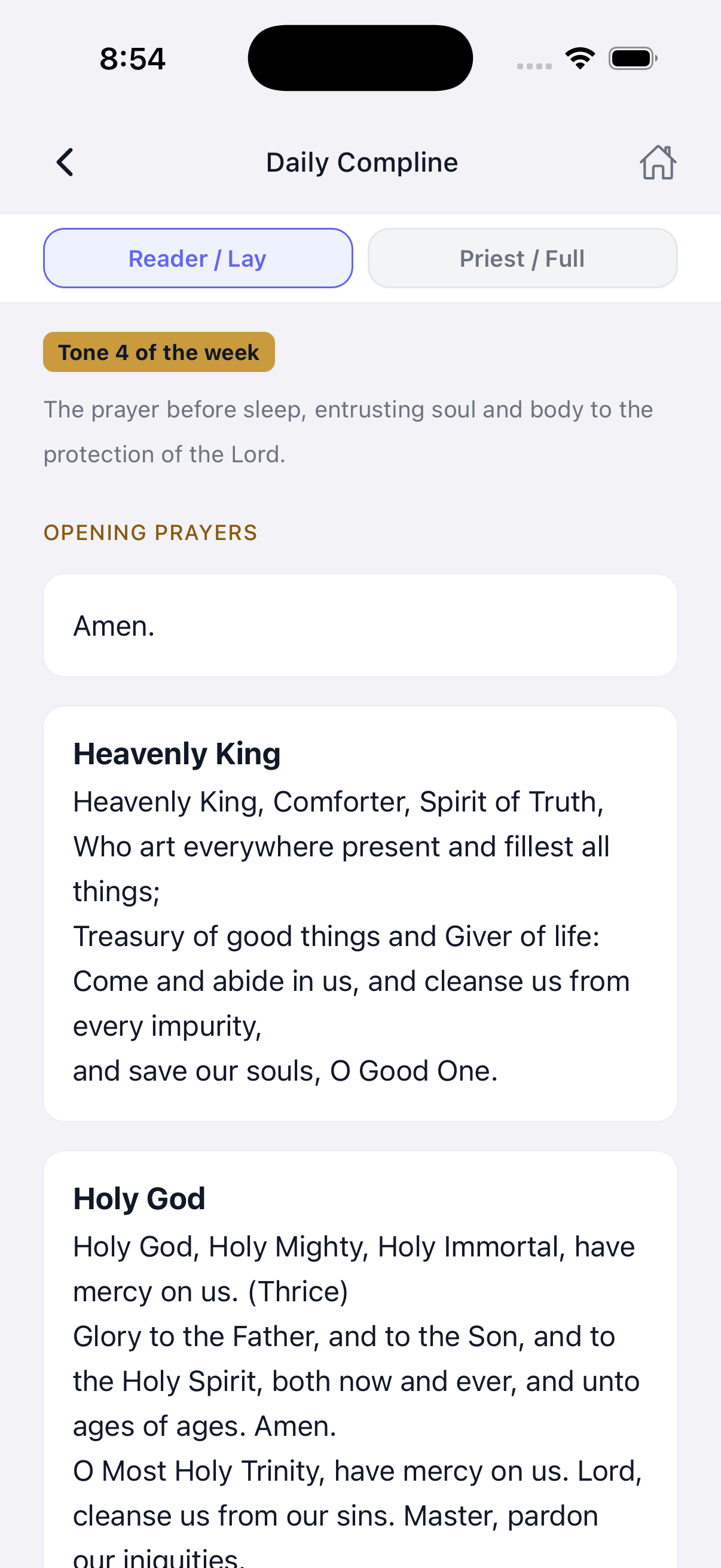 Daily Compline — the prayer before sleep